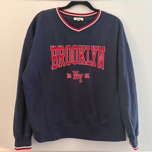 Garage Navy Crewneck with Red Accents